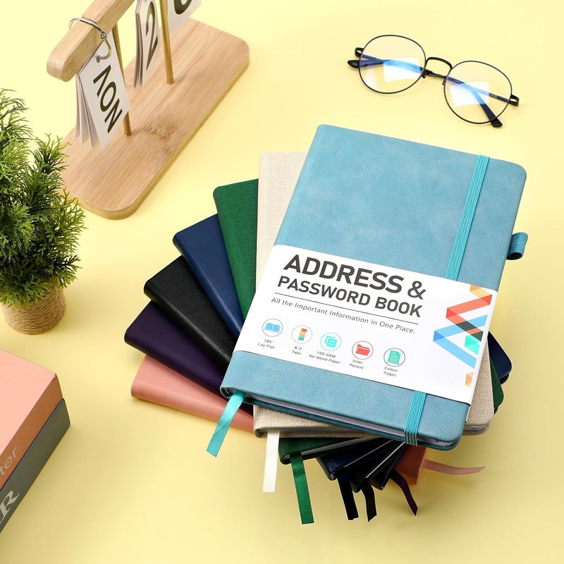 Homlive Address Book, Address and Password Keeper Book with Alphabetical Tabs, Hardcover Telephone Book Address Organizer Record with Pocket, Colored Pages, 5.3" x 7.7", Blue - Image 5
